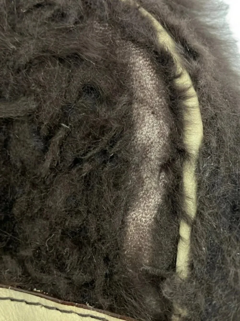 SAZABY Dark Brown Cream Fur Leather Shoulder Bag